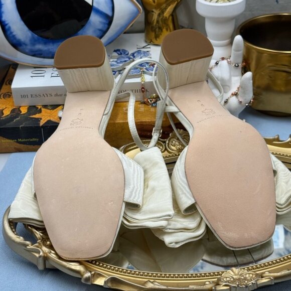 🆕 LOEFFLER RANDALL 🧿 NWOB Carmen Cream Moiré Bow Sandal, Sz 9 - Picture 11 of 12